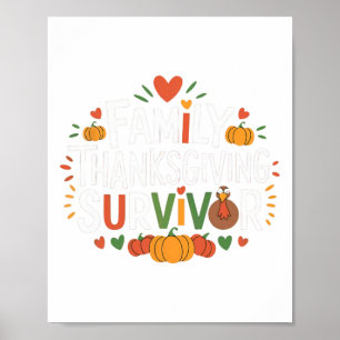 Poster Fête de famille de Thanksgiving survivant Jour de 