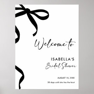 Poster Fête de Fiançailles Black Bow Elle Attache le Nœud