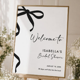 Poster Fête de Fiançailles Black Bow Elle Attache le Nœud