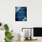 Poster Fête de fiançailles Bois Bohème Lanterne Hydrangea (Bureau à domicile)