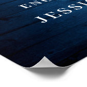 Poster Fête de fiançailles lanterne hydrangea bleue bois (Coin)