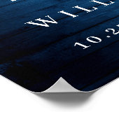 Poster Fête de fiançailles lanterne hydrangea bleue bois  (Coin)