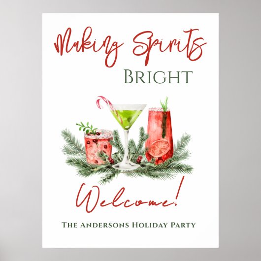 Poster Fête de fin d'année Making Spirits Bright Bienvenu (Devant)
