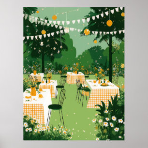 Poster Fête de fin d'études au jardin ensoleillé