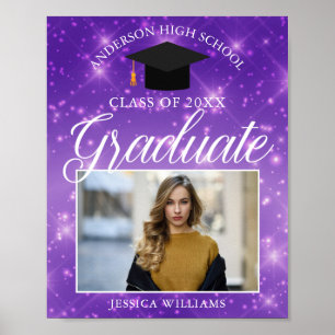 Poster Fête de fin d'études avec étincelles violettes dip