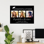 Poster Fête de fin d'études Photo Noir Félicitations (Bureau à domicile)