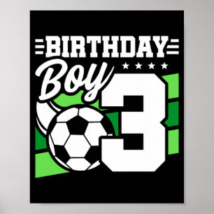 Poster Fête de football de 3 ans pour garçon de 3 ans 