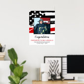 Poster Fête de graduation des pompiers Mince ligne rouge  (Bureau à domicile)