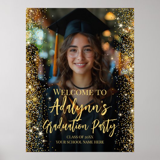 Poster Fête de graduation moderne photo signe de bienvenu (Devant)