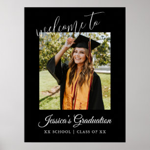 Poster Fête de graduation Photo Minimale Noir Blanc Bienv