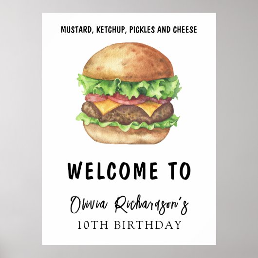 Poster Fête de hamburger aquarelle Anniversaire (Devant)