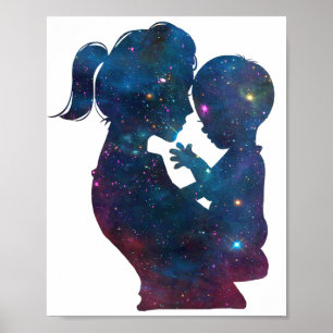Poster Fête De La Mère Et De L'Enfant Des Mères Silhouett