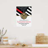 Poster Fête de la retraite des pompiers Red Line Drapeau (Cuisine)