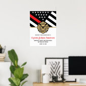 Poster Fête de la retraite des pompiers Red Line Drapeau (Bureau à domicile)