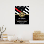 Poster Fête de la retraite des pompiers Red Line Drapeau  (Cuisine)