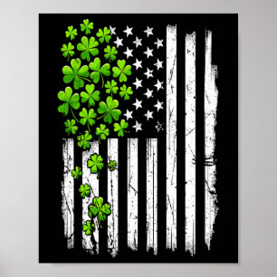 Poster Fête de la Saint-Patrick Drapeau américain rétro a