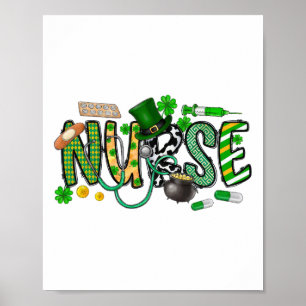 Poster Fête de la Saint-Patrick Infirmière Irlandaise Sha