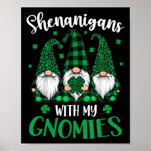 Poster Fête de la Saint-Patrick Trèfle Gnomes Mignons Fem