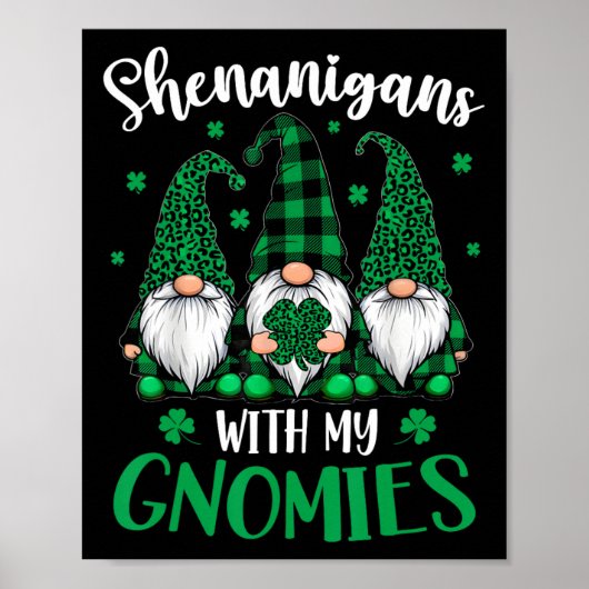 Poster Fête de la Saint-Patrick Trèfle Gnomes Mignons Fem (Devant)