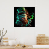 Poster Fête de la Saint-Patrie Leprechaun Fumer un tuyau  (Cuisine)