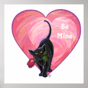 Poster Fête de la Saint-Valentin au chat noir