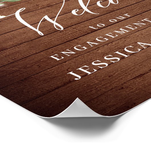 Poster Fête de l'ENGAGEMENT en bois rustique Rose (Coin)