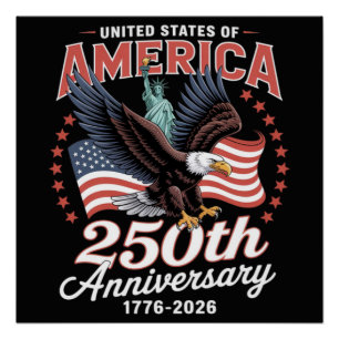 Poster Fête de l'indépendance 250e anniversaire États-Uni