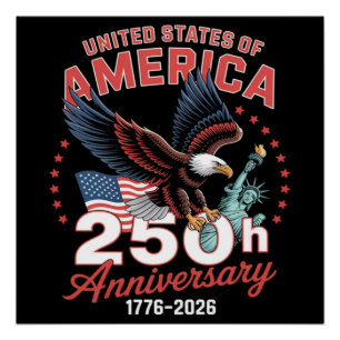 Poster Fête de l'indépendance 250e anniversaire USA Patri