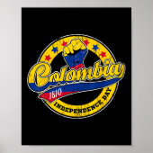 Poster Fête de l'Indépendance Colombie Drapeau Retro Styl (Devant)