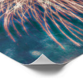 Poster Fête de l'Indépendance Fireworks 4 juillet Turquoi (Coin)