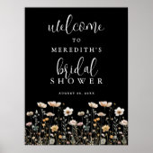 Poster Fête de mariage Black Wildflower (Devant)
