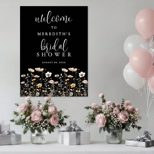 Poster Fête de mariage Black Wildflower