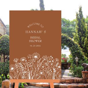Poster Fête de mariage bohème orange brûlé de fleur sauva