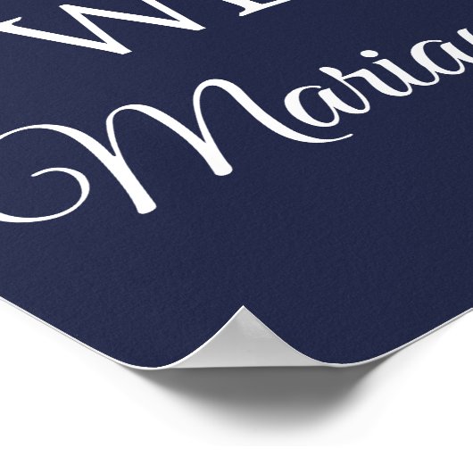 Poster Fête de mariage champêtre avec tournesols Bleu mar (Coin)