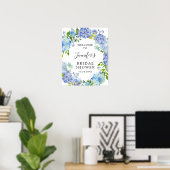 Poster Fête de Mariage Champêtre Fleur d'Hydrangea Bleu A (Bureau à domicile)