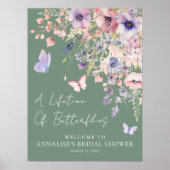 Poster Fête de mariage champêtre papillon (Devant)