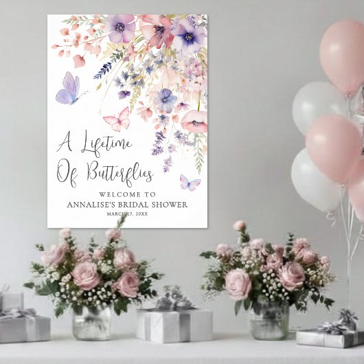 Poster Fête de mariage champêtre papillon