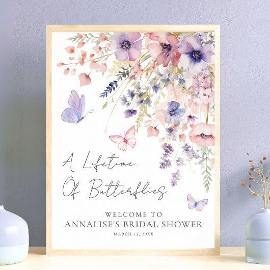 Poster Fête de mariage champêtre papillon