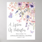 Poster Fête de mariage champêtre papillon (Devant)