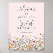 Poster Fête de mariage champêtre rose blush (Devant)