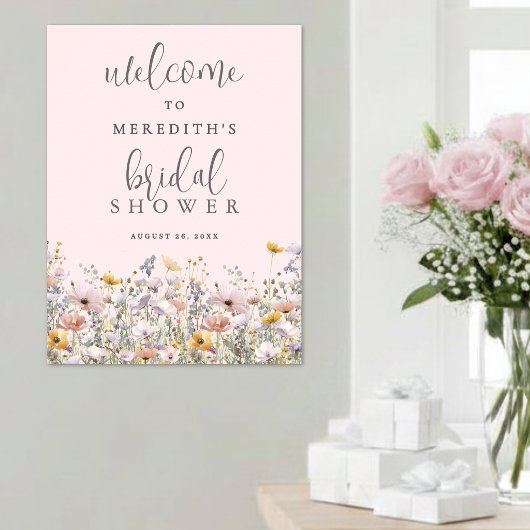 Poster Fête de mariage champêtre rose blush