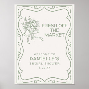 Poster Fête de mariage champêtre vert frais du marché
