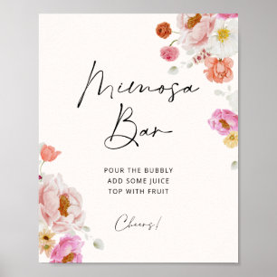 Poster Fête de mariage de bar Mimosa florale colorée
