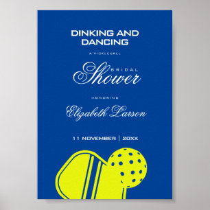 Poster Fête de Mariage des Amoureux de Pickleball Néon Bl