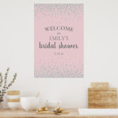 Poster Fête de mariage élégante rose poudré avec confetti (Cuisine)
