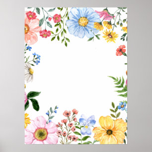 Poster Fête de Mariage Fleurs Sauvages Amour en Fleur Bie
