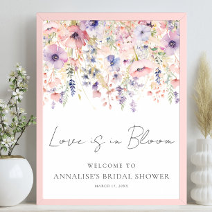 Poster Fête de mariage floral avec des fleurs sauvages