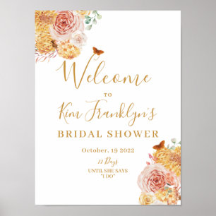 Poster Fête de mariage floral d'automne Tombez amoureux B