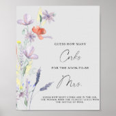 Poster Fête de Mariage Florale Devinez Combien de Liège (Devant)