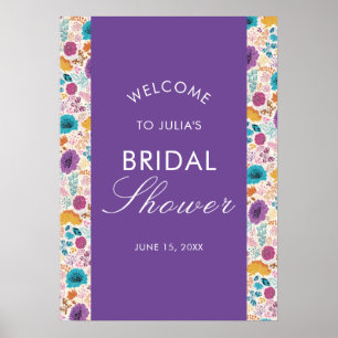 Poster Fête de mariage florale rose romantique en fleurs